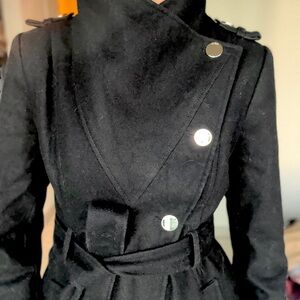 Guess Black Coat with Silver Accents